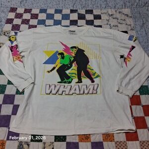 WHAM Wake Me Up Before You Go Go Long Sleeve White T Shirt Size XL